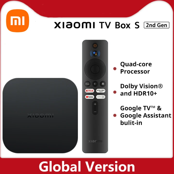 Global Version Xiaomi Mi TV Box S 2nd Gen 4K Ultra-HD Quad-core Processor  Dolby Vision HDR10+ Google Assistant Smart Player –