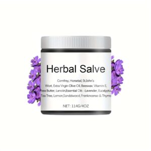Herbal Salve Cream – 114g | Unisex Moisturizing Body Balm with Olive Oil, Tea Tree, Lemon & Vitamin E | Paraben-Free, Fresh Scent | For All Skin Types | Ideal for Neck, Back, Knees, Waist, Hands & Legs