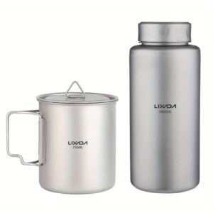 🥤 TOMSHOO 1L Titanium Water Bottle – Leak-Proof Outdoor Sports & Camping Water Bottle with 750ml Foldable Cup | Ultra-Lightweight, Durable Ti Bottle for Hiking, Travel & Adventure