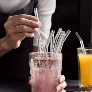 1Set (4 Straws + 1 Brush) 8mm Transparent Glass Straw, Reusable Heat Resistant Drinking Straws, High Temperature Resistant Straws, Washable And Reusable Drinking Straws