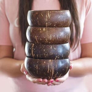 Eco-Friendly Wooden Coconut Shell Bowls: Perfect for Yogurt, Salad & Desserts - Suitable for Home, Kitchen, Restaurants & Dorms