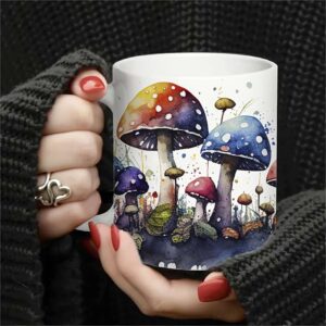 1pc, Fancy Mushroom Coffee Mug, 11oz Ceramic Coffee Cups, Water Cups, Summer Winter Drinkware, Birthday Gifts, Holiday Gifts, New Year Gifts, Valentine's Day Gifts