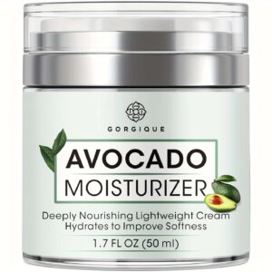 Avocado Moisturizer 1.7 FL.OZ (50ml) - With Green Tea & Jojoba Oil, Deeply Nourishing Lightweight Cream For Improved Softness, Hydration For Dry Skin, Smoothes Wrinkles