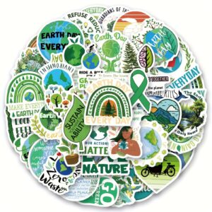 63pcs Earth Day Aesthetic Vinyl Stickers - Pvc Decals For Scrapbooking, Journaling, Laptops, Bumpers, Skateboards, Water Bottles, Computers, Phones | Daily Office Supplies Stickers For Scrapbooking Scrapbooking Supplies Stickers