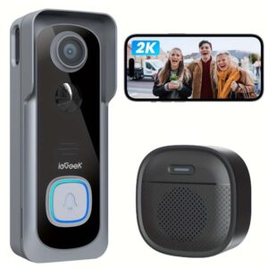 🔔 ieGeek 2K Wireless Video Doorbell with Chime – Smart WiFi Doorbell with AI Motion Detection, Voice Changer & 2-Way Audio