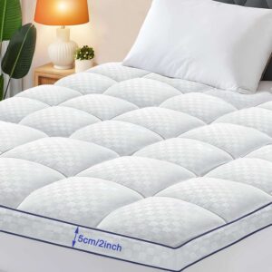 Cooling Extra-Thick Mattress Topper – Plush Pillow Top Pad with Deep Pocket (20–53cm) – Overfilled with 5D Snow Down Alternative – Breathable Quilted Fitted Cover for Back Support & Relaxation