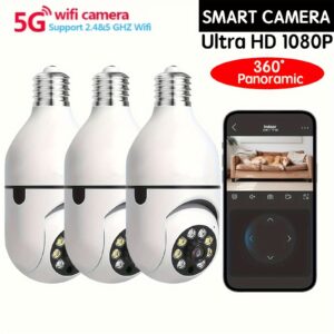 💡 3-Pack Ease Life 5GHz Light Bulb Security Cameras – 360° Wireless Indoor Cameras with App Control