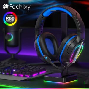 1PC Cuffie Gaming, Con Luce RGB, Microfono, Audio Stereo, Con Cancellazione Del Rumore Con Filo