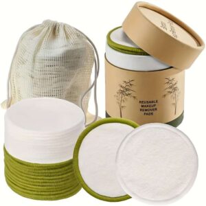 15-Piece Eco-Friendly Bamboo Cotton Makeup Remover Pads, Reusable & Washable, Suitable For All Skin Types Reusable Makeup Remover Pads Makeup Remover Cloths Reusable