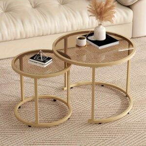 Art Deco 2-Piece Nesting Coffee Table Set – Space-Saving, Elegant & Eco-Friendly Modern Living Room Decor