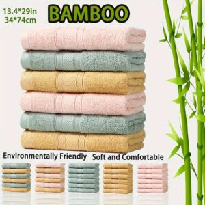 🧺 6-Piece Sustainable Bamboo Fiber Towel Set – Ultra-Soft, Quick-Dry Hand & Face Towels