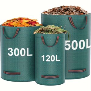 🏆 Heavy-Duty PP Garden Waste Bags Set – Reusable Yard Debris Bags | 3 Sizes (500L, 300L, 120L) with Strong Handles for Grass, Leaf & Plant Cleanup