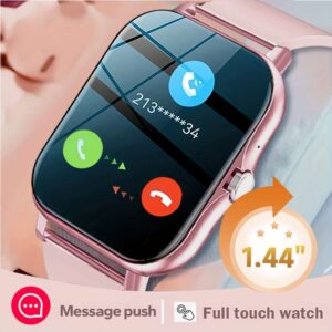 Smart Watch with Wireless Calling & Fitness Tracking – 1.44'' Borderless Display, Multi-Sport Modes, Weather, Notifications & Health Reminders – Compatible with Android & iPhone – Gift for Men & Women