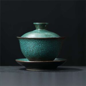Hand-Painted Turquoise Glaze Kung Fu Tea Set - 140Ml, Lead-Free Porcelain With Cloud Pattern, Reusable & Eco-Friendly