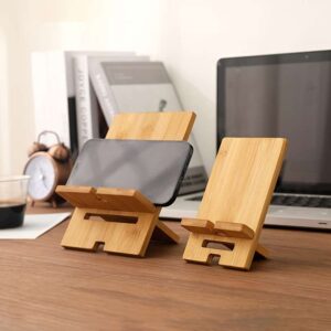 📱 Adjustable Bamboo Phone Stand – Multi-Angle Desktop Holder for Smartphones & Tablets