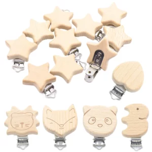 5pcs Nipple Chain Accessories Modelling Beech Pacifier Clip BPA Free Cute Small Elephant Stars Heart Shaped Baby DIY Preferred