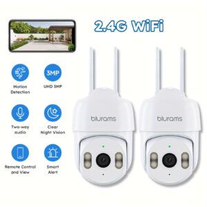 🌐 Blurams 2K Outdoor Wi-Fi Security Camera – 360° PTZ with Motion Tracking & Color Night Vision