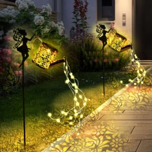 1pc Solar Watering Bottle With String Light, Hanging Solar Waterfall Light, Vintage Metal Fairy Fairy Kettle Light, Outdoor Garden Decorative Light Solar Light For Outdoor Pathway Lawn Patio Deck Walkway Yard