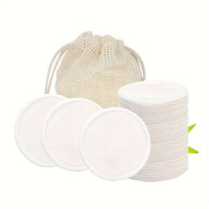 Eco-Friendly 10-Pack Reusable Bamboo Cotton Makeup Remover Pads, Formaldehyde-Free Washable Facial Cleansing Rounds for All Skin Types with Storage Bag