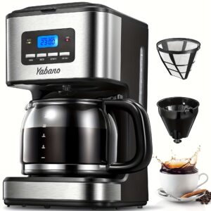 Yabano Filter Coffee Machine, Programmable Drip Coffee Maker, Advanced Showerhead Technology, Fast Brewing & 24 Hours Timer & 40 Min Keep Warm Function, 1.8L Capacity, 12 Cup