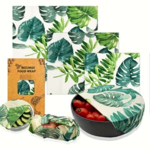 3pcs, Reusable Beeswax Food Wraps, Eco-Friendly Reusable Wraps, Biodegradable, Zero Waste, Organic, Sustainable, Plastic-Free Food Storage, Abstract Curves Pattern Envolturas De Cera De Abejas Beeswax Paper