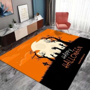 1pc Crystal Velvet Material, Halloween Room Decor Goth, Non-Shedding Floral Living Room Bedroom Floor Mat, Eco-Friendly, Low-pile Carpet Suitable For High Traffic Area, Machine Washable, Outdoor Indoor Available, Home Decor, Room Decor, 70.87*102.36in