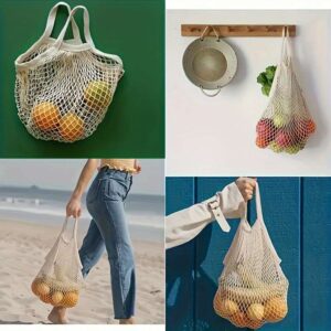 Eco-Friendly Reusable Cotton Mesh Shopping Bag - Foldable & Portable Tote For Fruits And Vegetables, Food Storage Solution Reusable Food Storage Bags Bag Clips For Food Storage