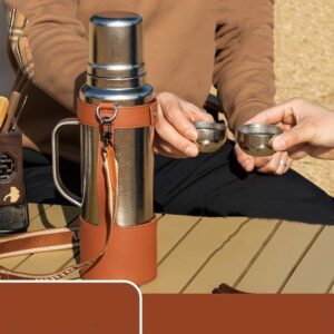 TEAHOO Pure Titanium Insulated Water Bottle with Handle & Strap - Leakproof, Portable Thermal Flask for Outdoor Adventures, Includes Elegant Gift Box