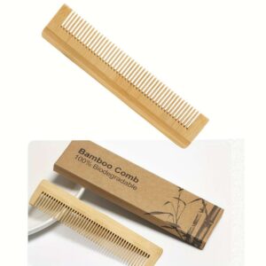 🌿 100% Natural Bamboo Comb – Eco-Friendly Hairbrush for Normal Hair Types | Travel-Size Fine-Tooth Comb with Massage Comfort (Bamboo Handle & Bristles)