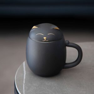 1pc, Ceramic Tea Mug With Infuser And Lid, Cute Cat Tea Cup With Filter For Steeping Loose Leaf, Chinese Handmade Porcelain Teacup For Home Office