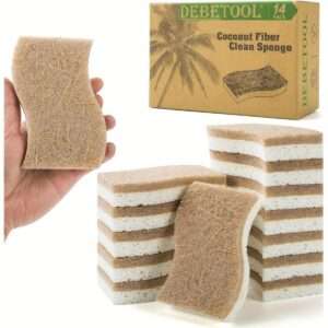 Natural Kitchen Sponges – 14-Pack Eco-Friendly Dish Sponges