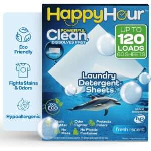 HAPPY HOUR Laundry Detergent Sheets – Value Pack (Up to 120 Loads)