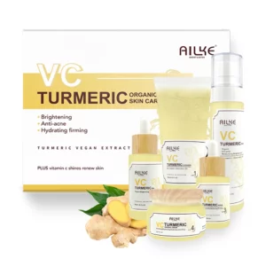 ✨ AILKE Turmeric & Vitamin C 5-in-1 Organic Skincare Set – Brightening, Anti-Acne, Hydrating & Firming Facial Kit for Women