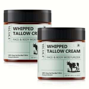 🍯🐄 ELBBUB Whipped Tallow Cream (2-Pack, 8.4oz Each): Pure Grass-Fed Hydration for Face & Body