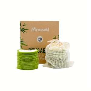🌿♻️ Minasuki 20-Pack Reusable Makeup Remover Pads: Bamboo Rounds for Eco-Friendly Beauty