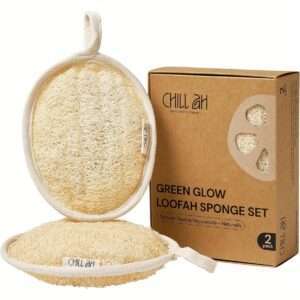 🌿✨ Green Glow Exfoliator: Dual-Sided Plant-Based Loofah Bath Sponge Set (2-Pack)