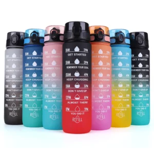 🚀 Hydrate Your Goals: 1000ml Motivational Water Bottle with Time Markers & Handle! 🌈