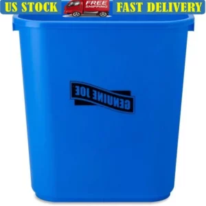 Indoor Outdoor Recycling Wastebasket Rectangle 7.13 Gal Capacity Eco Friendly Waste Bin Classroom Office Use Blue White