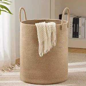 72L Tall Jute Rope Laundry Hamper Basket, Eco-Friendly Storage for Bedroom Nursery