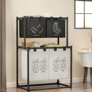 USA Modern Square Laundry Basket with Removable Bags Must-Have Home Storage for Season Multiple Compartments for Clothes Sorting